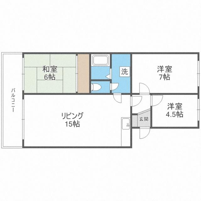 コスモロイヤル東苗穂Ｂ棟（413） 間取り図画像