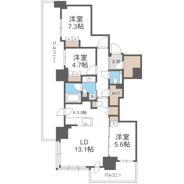 ザ・札幌タワーズ　ウエストタワー（3001） 間取り図画像