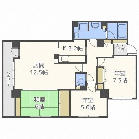 パーク・ハイム宮の森三条（306） 間取り図画像