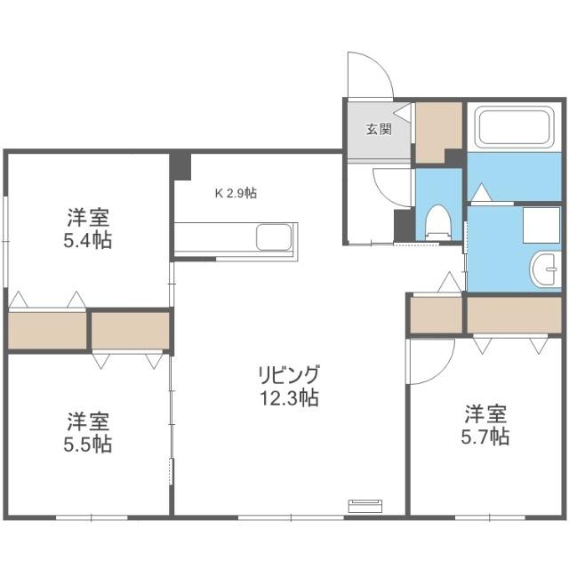 グランディール琴似（103） 間取り図画像