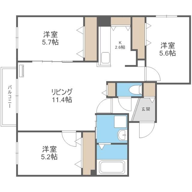 グランディール琴似（205） 間取り図画像