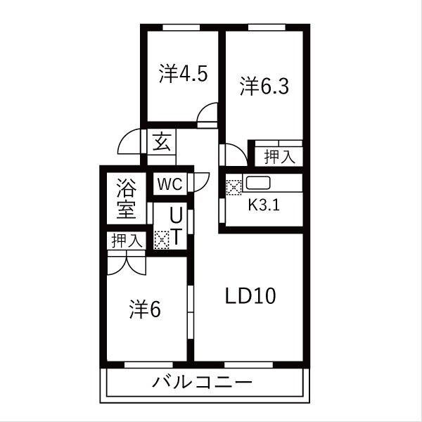 グランベルサ（5-401） 間取り図画像