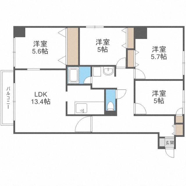 シルキーハイツ琴似公園（403） 間取り図画像