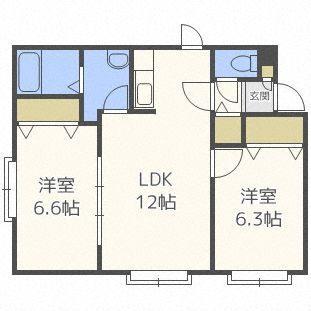 フィオーレ発寒Ｂ（203） 間取り図画像