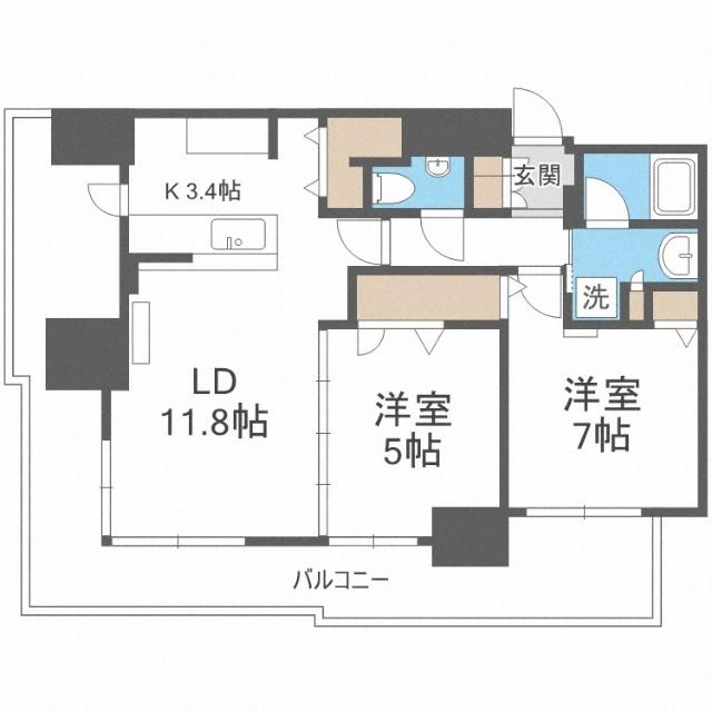 ブランズタワー札幌（1701） 間取り図画像