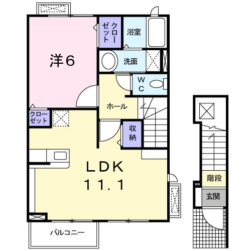 メゾンソレイユⅡ（202） 間取り図画像