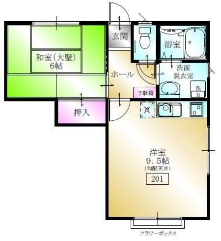 多賀台ヒルズアパート７号棟（201） 間取り図画像