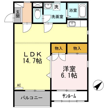 アスティオン（1A） 間取り図画像