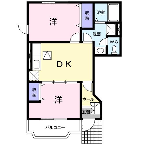 グランヴェール２１　Ｅ（101） 間取り図画像