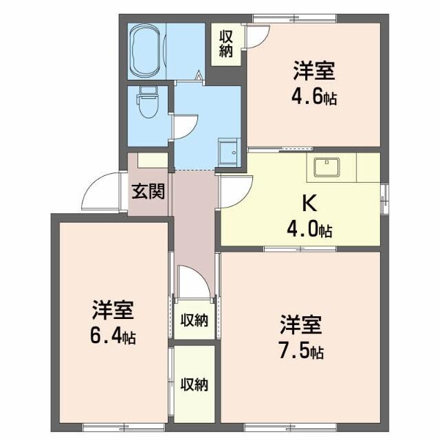 クリストフル江陽Ｄ（101） 間取り図画像