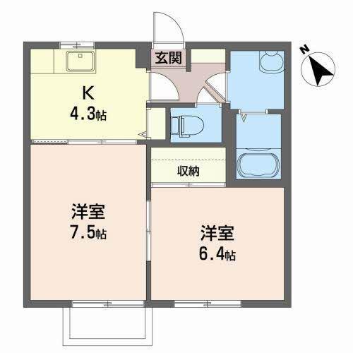 タウンコート下長Ｂ（101） 間取り図画像