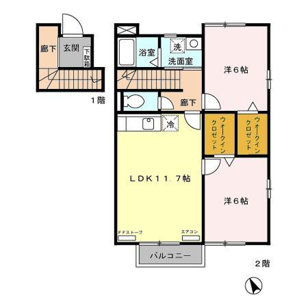 ブライトオリジン　Ｂ（201） 間取り図画像