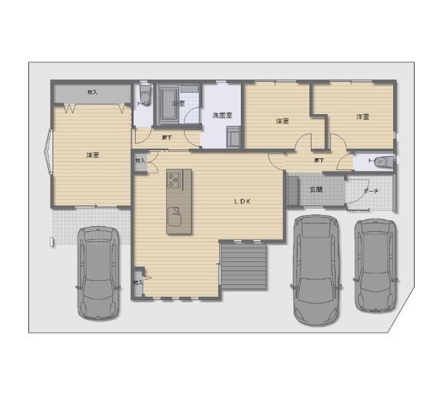 【中古】築浅平屋根城2丁目住宅 間取り図画像