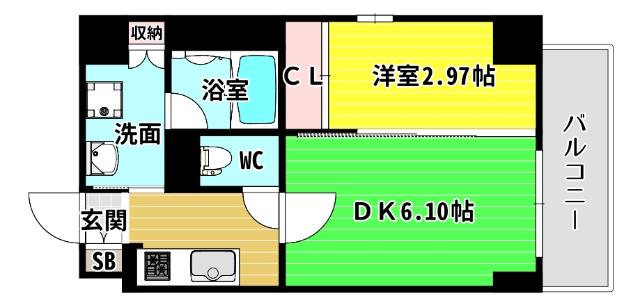 シーズンフラッツ靱本町 間取り図画像
