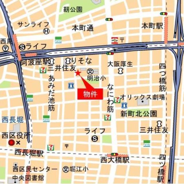 ネット　フローラ阿波座（202） 地形図・案内図