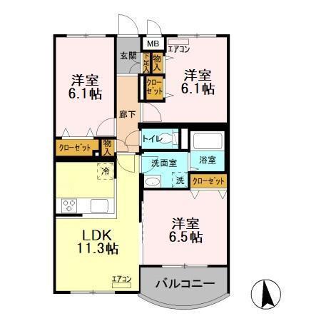Dame Blanche（ﾀﾞﾑ ﾌﾞﾗﾝｼｪ）〜白い貴婦人〜（202） 間取り図画像