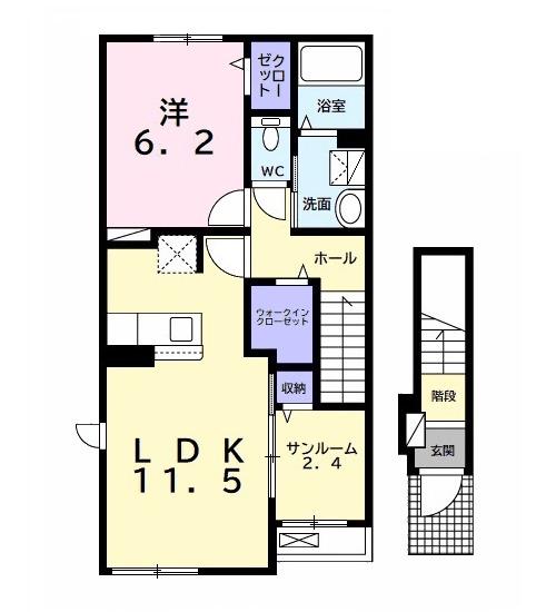 サン　ヴェール　小林　Ａ（201） 間取り図画像