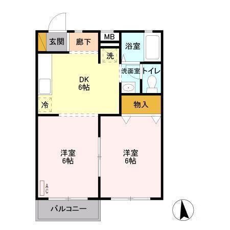 グリーンヒルズ　B棟（201） 間取り図画像