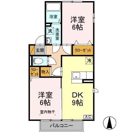 メゾンクレールD（201） 間取り図画像