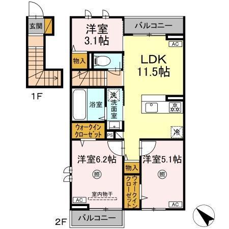 ハレカフア（205） 間取り図画像