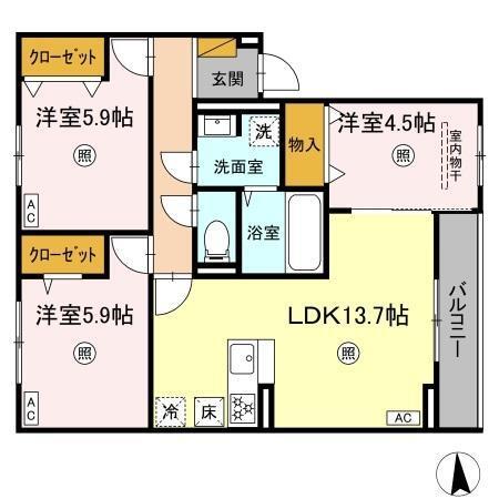 D-KISARIA大和（101） 間取り図画像