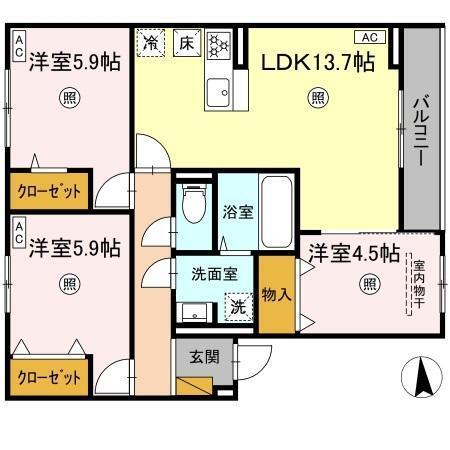 D-KISARIA大和（102） 間取り図画像