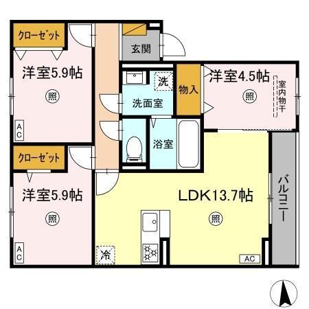 D-KISARIA大和（301） 間取り図画像
