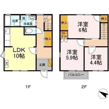 大野メゾネット（1号室） 間取り図画像