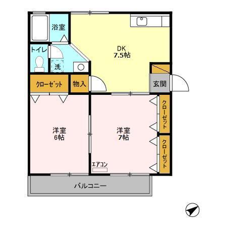 ヴェルメゾンおゆみ野　Ｅ（203） 間取り図画像