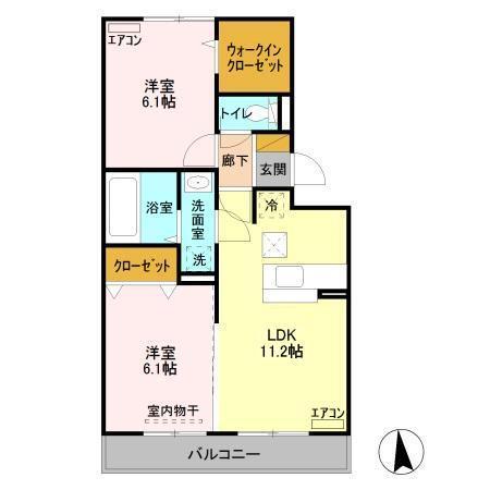 サニーフォレスト　Ｂ棟（B102） 間取り図画像