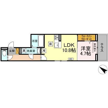 (仮称)D-ROOM神明町Ⅱ-A（102） 間取り図画像