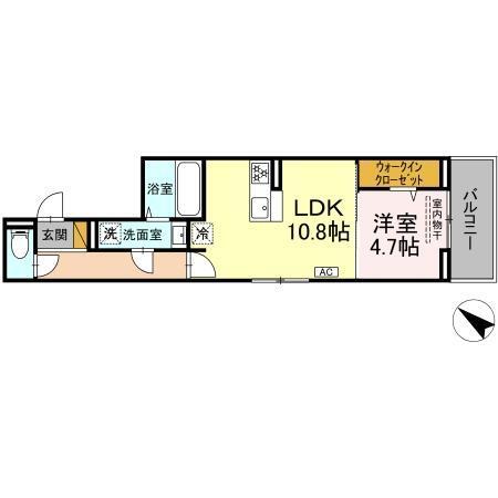 (仮称)D-ROOM神明町Ⅱ-A（302） 間取り図画像