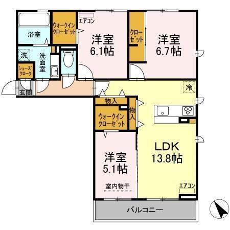 サンブライト　B（201） 間取り図画像