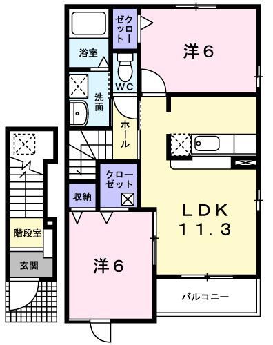 ピーノパストラル６（202） 間取り図画像