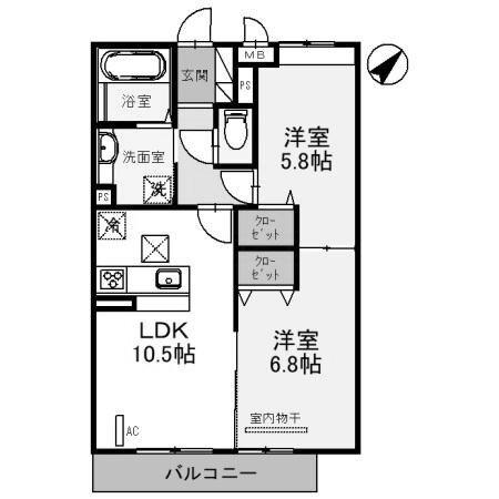 明石市大久保町福田アパート 間取り図画像