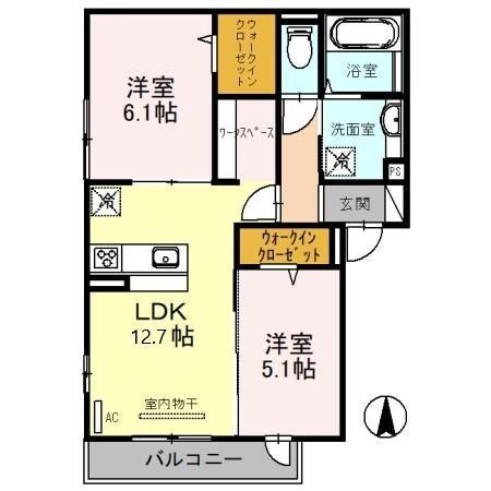 明石市大久保町福田アパート 間取り図画像