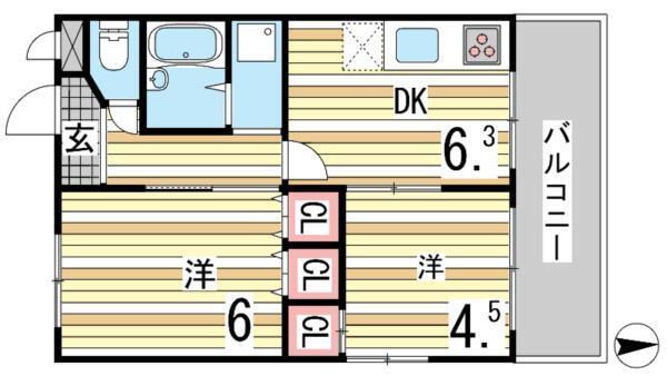 ニューライフ岡本（201） 間取り図画像