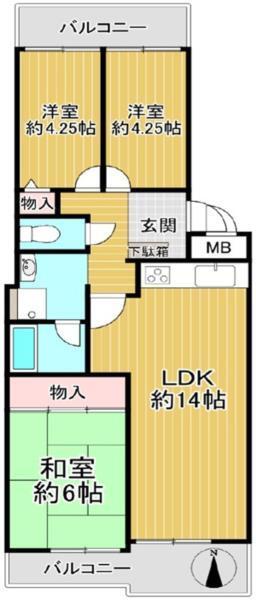 シャルマンコーポ伊丹２号棟 間取り図画像