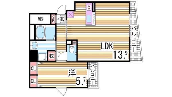 パインコート平磯 間取り図画像