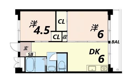 ビレッジハウス南清水タワー1号棟 間取り図画像