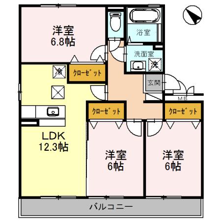 Sunny Court　A棟 間取り図画像