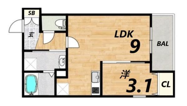 ザカラー東本町B棟 間取り図画像
