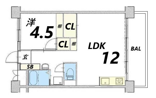 ビレッジハウス南清水タワー1号棟 間取り図画像