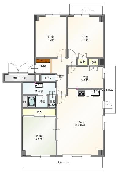 ユニハイム千里丘二号棟 間取り図画像