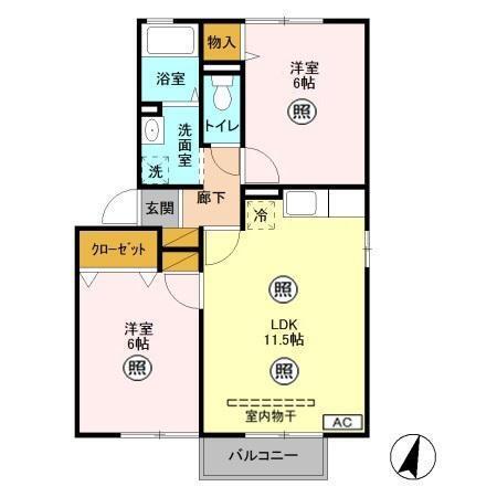 プリムヴェール　壱番館/弐番館（2201） 間取り図画像