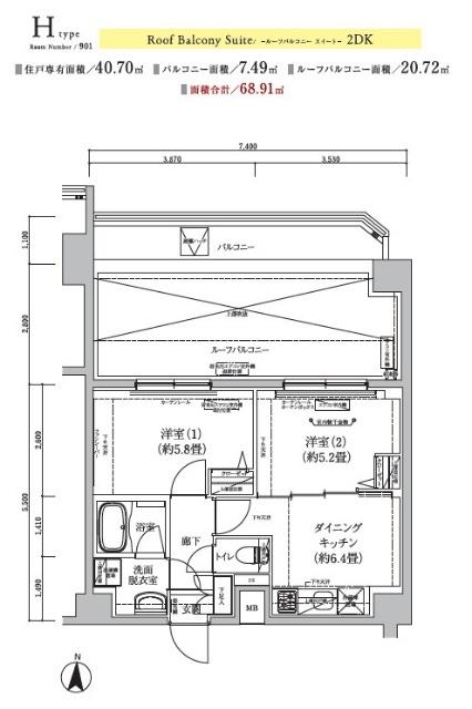 アイルグランデ東京亀有（805） 間取り図画像