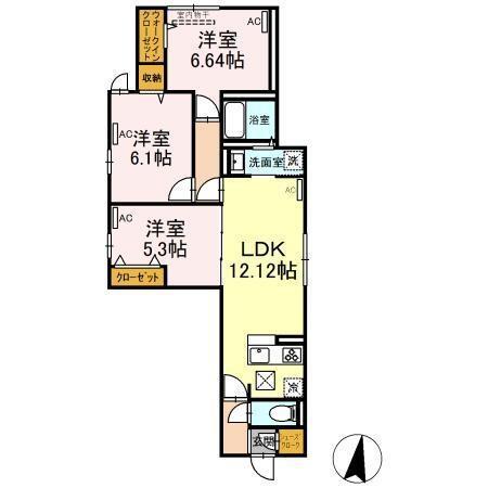 UP GOD HORIKIRI（102） 間取り図画像