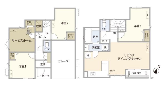 2階リビング・水回りで冬場も暖かさがあります♪1階にはお庭もございます！