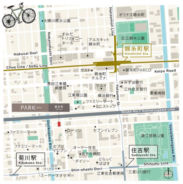 パークアクシス錦糸町スタイルズ（507） 地形図・案内図