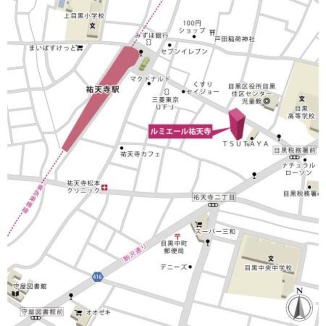 ルミエール祐天寺（101） 地形図・案内図
